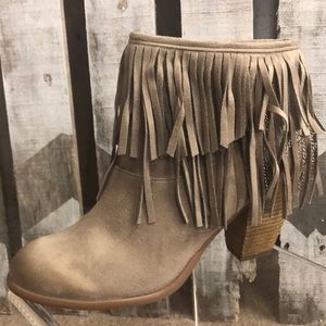 Not Rated Fringe boots Taupe - New In Box
